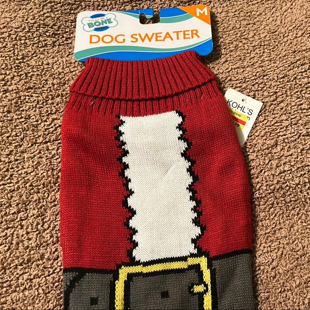 Throw me a Bone Christmas Santa Red and Black Dog Sweater